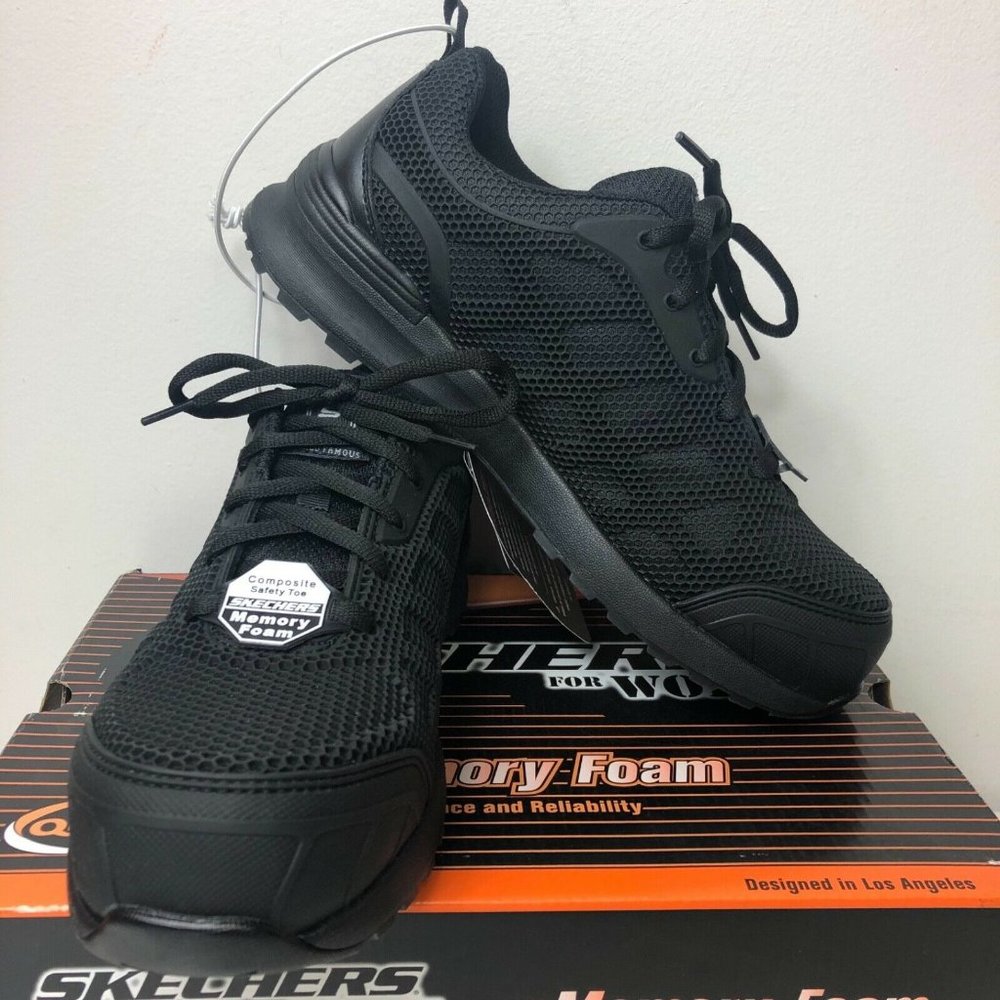Skechers Electrical Hazard Comp Toe Work Memory Foam Sneakers Womens 7.5 Black